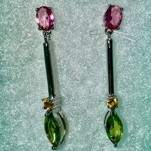 Pink and Green Dangle Earrings
